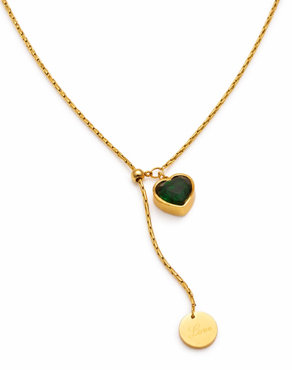 Emerald Heart Charm Necklace