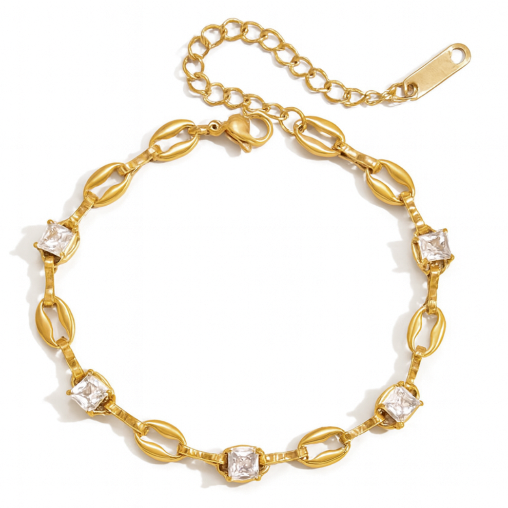Square Crystal Mariner Chain Bracelet