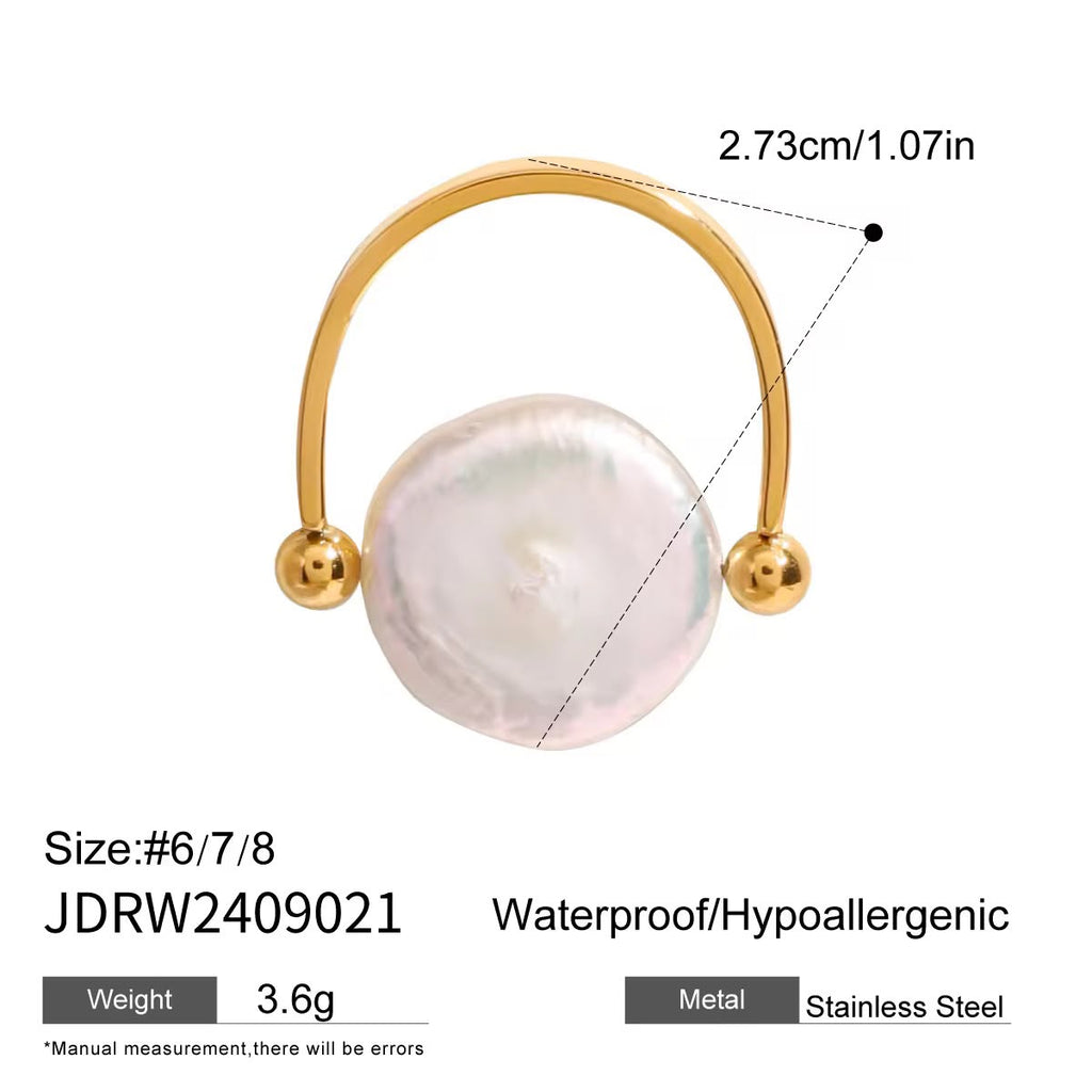Coin Pearl Open Cuff Ring