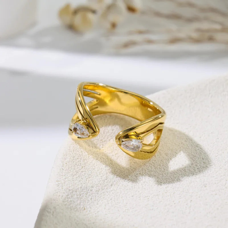 Dual Marquise Open Cuff Sculptural Ring