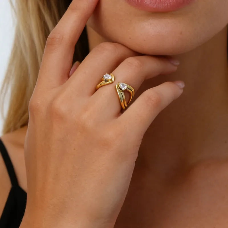 Dual Marquise Open Cuff Sculptural Ring