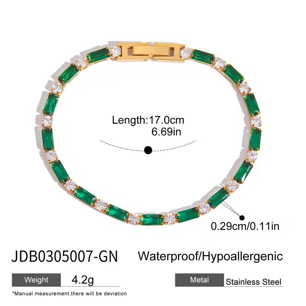Emerald Baguette & Diamond Tennis Bracelet
