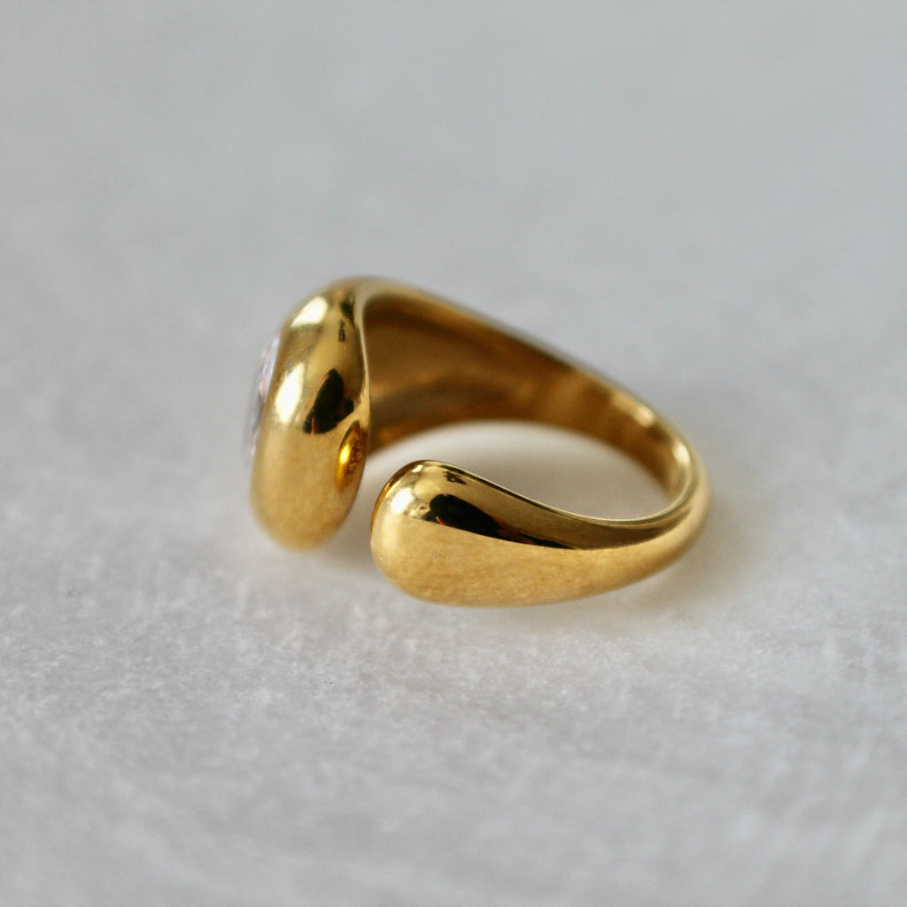 Oval Bezel Dome Bypass Adjustable Ring