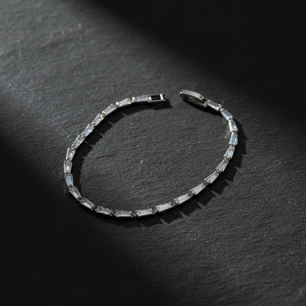 Silver Baguette Crystal Bracelet