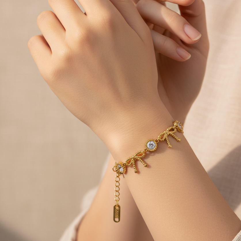 Sunburst Crystal Charm Bracelet on Wrist