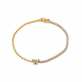 Two-tone bracelet with half gold chain and half crystals